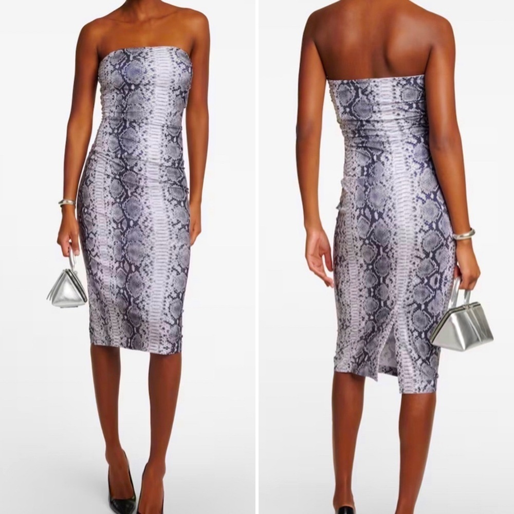 NORMA KAMALI Snake Print Bandeau Jersey Dress Size XL